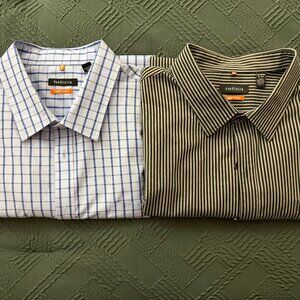 Van Heusen Traveler Long Sleeve Dress Shirts – Men’s XXL 2XL 18–18.5 – Lot of 2
